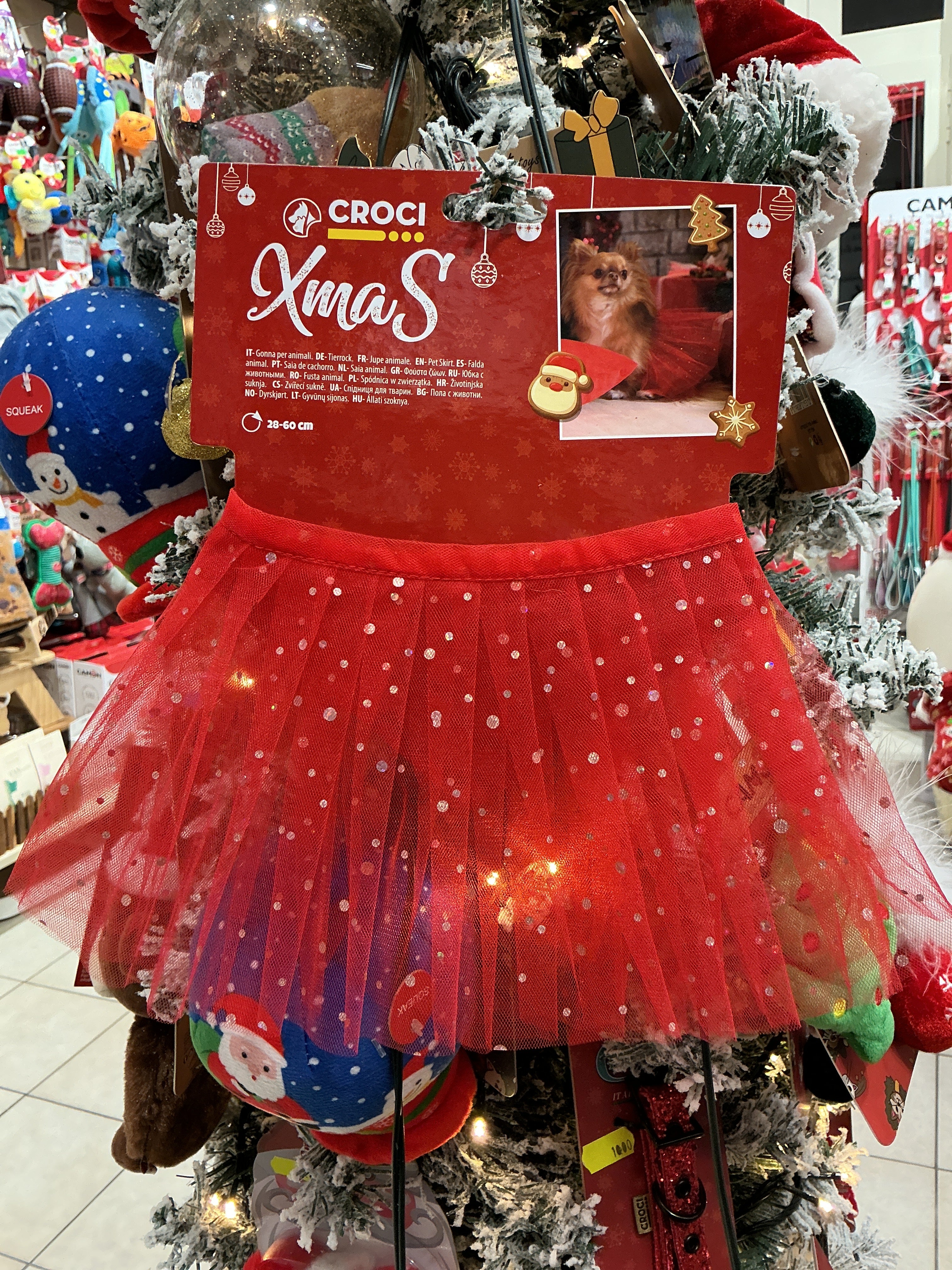 Gonnellina tutú tulle glitter per cani CROCI 28/60cm