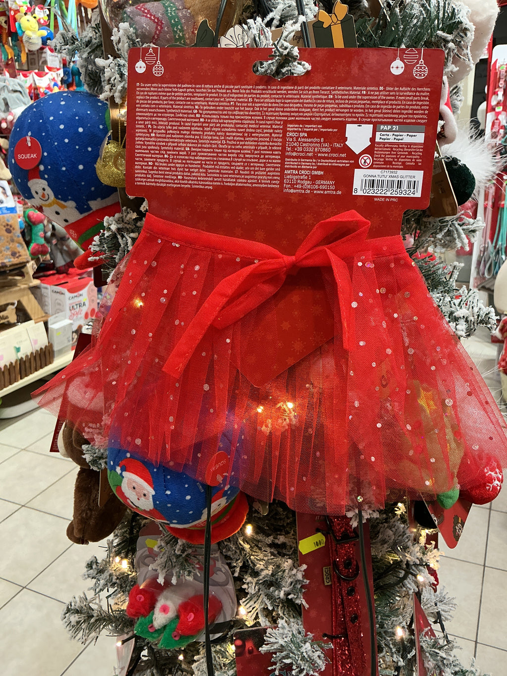Gonnellina tutú tulle glitter per cani CROCI 28/60cm