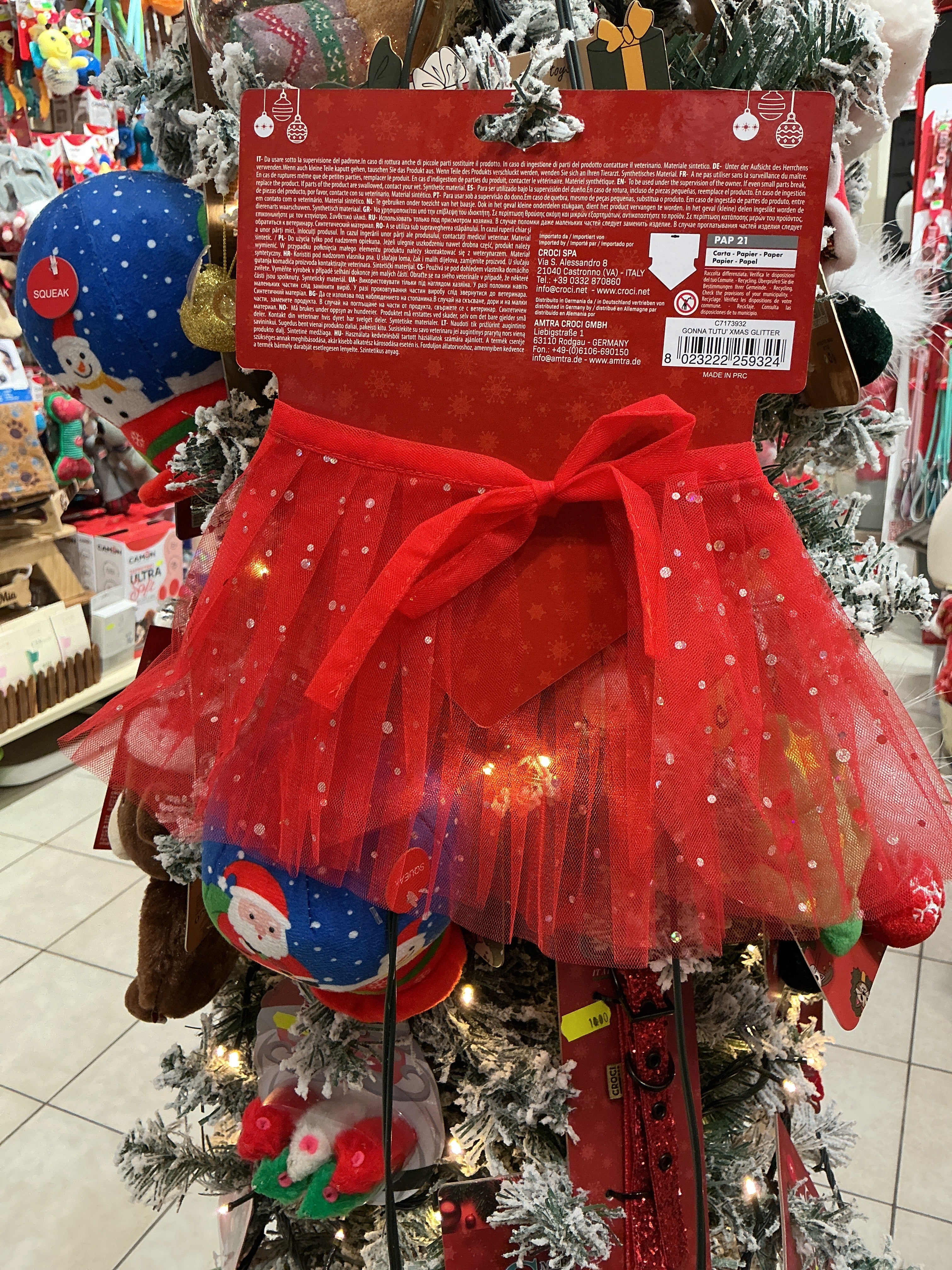 Gonnellina tutú tulle glitter per cani CROCI 28/60cm