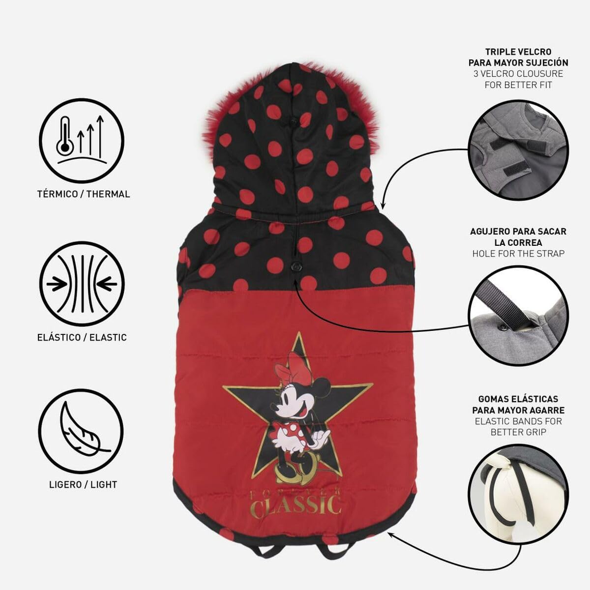 Giubbino per cane pelliccia rossa minnie DISNEY