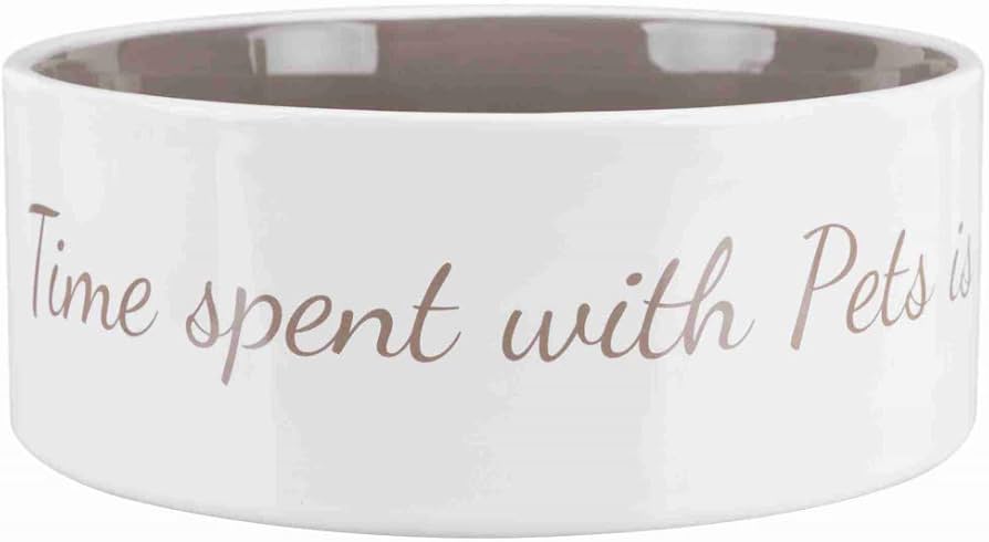 Ciotola in ceramica per cani e gatti TRIXIE con scritta TIME SPENT WITH PETS IS NEVER WASTED