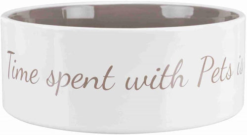 Ciotola in ceramica per cani e gatti TRIXIE con scritta TIME SPENT WITH PETS IS NEVER WASTED