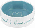 Ciotola in ceramica per cani e gatti TRIXIE con scritta ALL YOU NEED IS LOVE AND A PETS