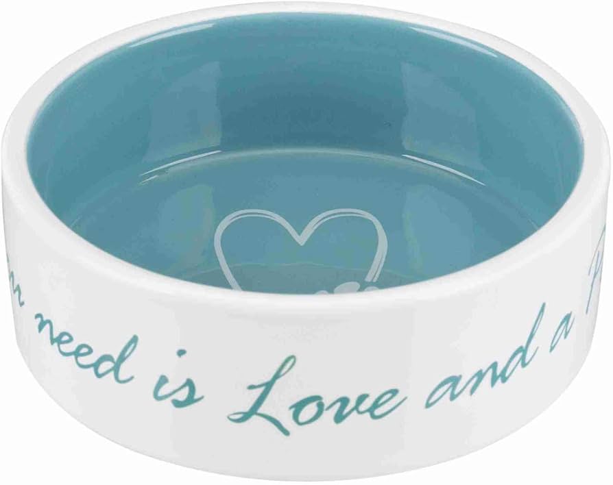 Ciotola in ceramica per cani e gatti TRIXIE con scritta ALL YOU NEED IS LOVE AND A PETS