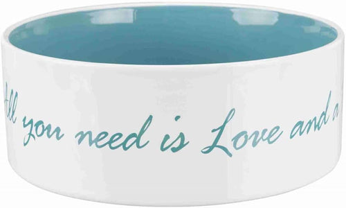 Ciotola in ceramica per cani e gatti TRIXIE con scritta ALL YOU NEED IS LOVE AND A PETS